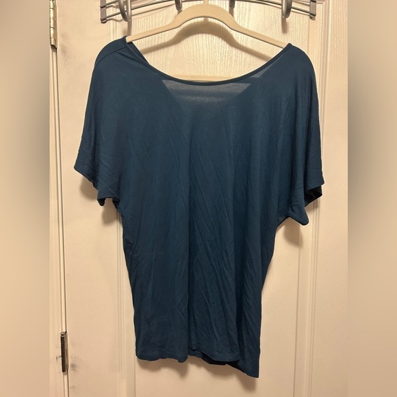 Loft Twist Back Tee women’s L teal blue classic staple wardrobe teacher V-neck - Picture 13 of 13
